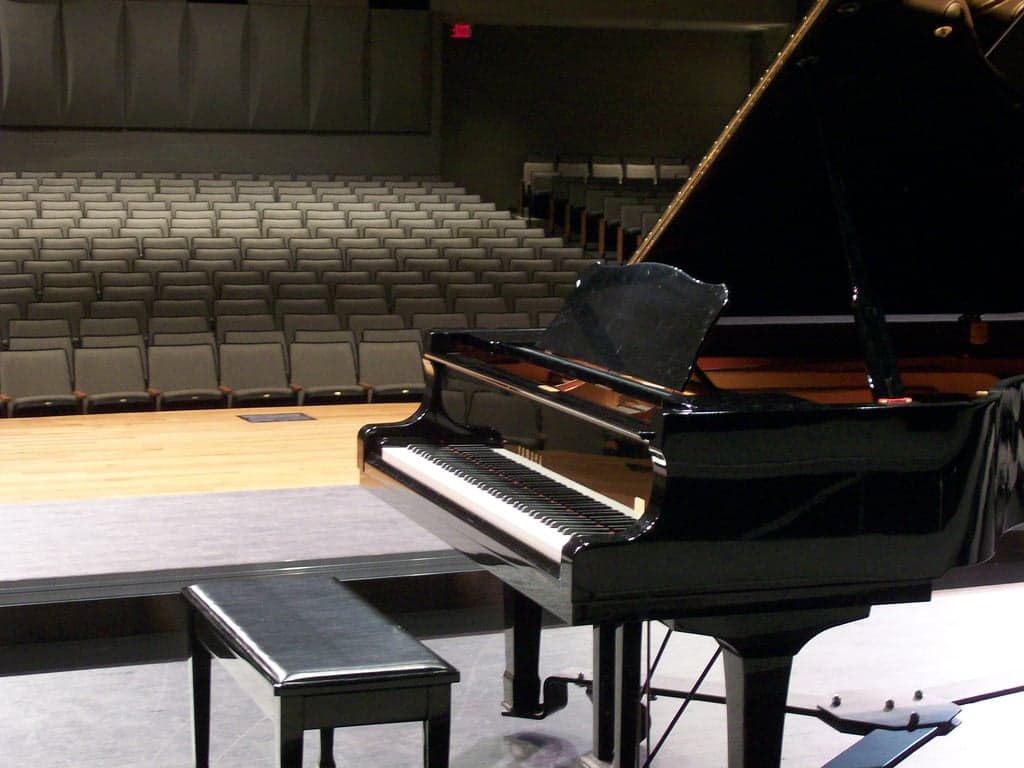 Piano on a stage